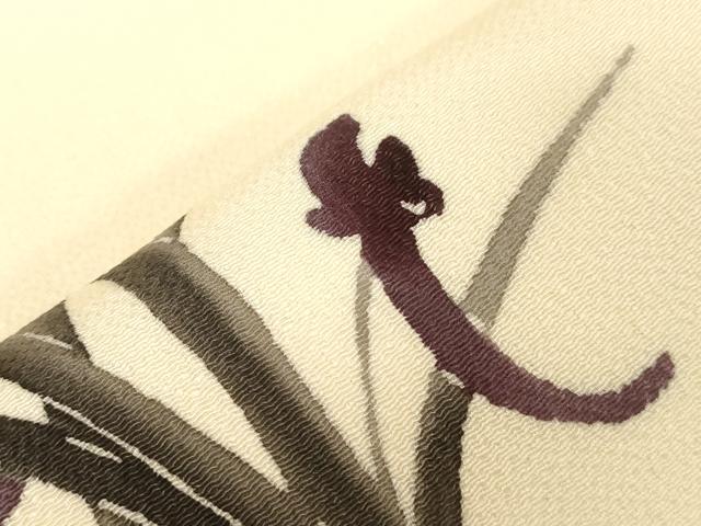 平和屋着物●九寸名古屋帯　草花文　鬼しぼ縮緬　正絹　逸品　CABD4350dy