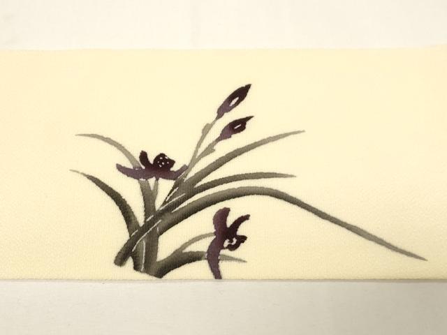 平和屋着物●九寸名古屋帯　草花文　鬼しぼ縮緬　正絹　逸品　CABD4350dy