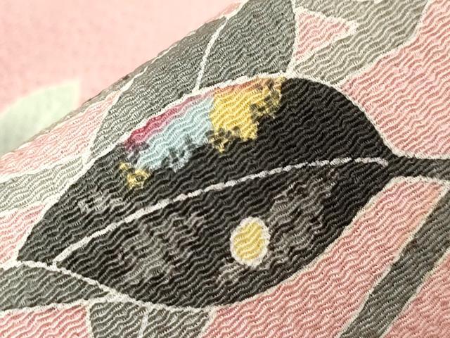 平和屋着物●人間国宝・羽田登喜男　九寸名古屋帯　草花文　鬼しぼ縮緬　正絹　逸品　CABD4358dy
