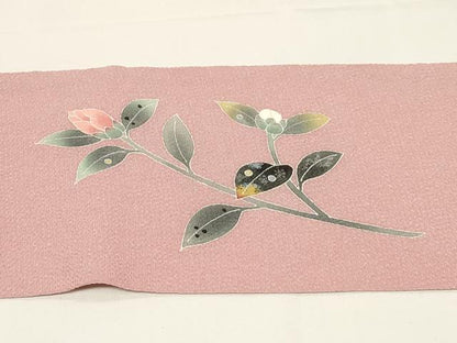 平和屋着物●人間国宝・羽田登喜男　九寸名古屋帯　草花文　鬼しぼ縮緬　正絹　逸品　CABD4358dy