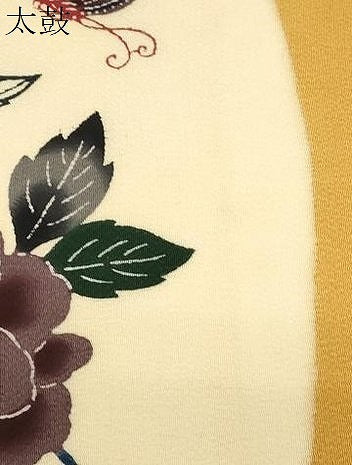 平和屋着物●九寸名古屋帯　紅型　花蝶文　鬼しぼ縮緬　正絹　逸品　CABD4367dy