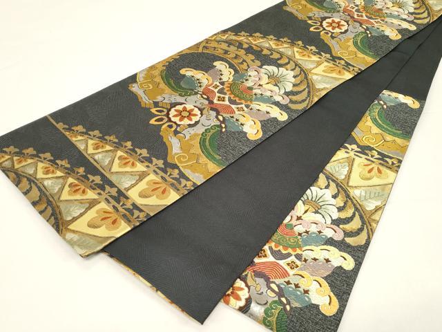 平和屋着物●六通柄袋帯　唐織　王朝獅子文　金銀糸　正絹　逸品　CABD4370dy