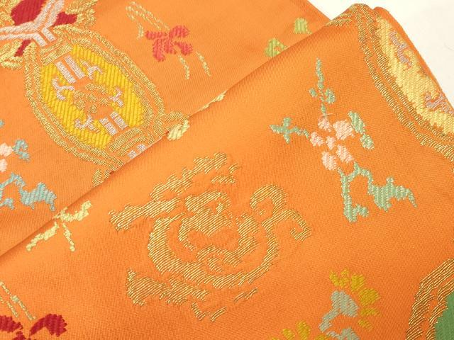 平和屋着物●六通柄袋帯　吉祥花文　金糸　正絹　逸品　CABD4372dy
