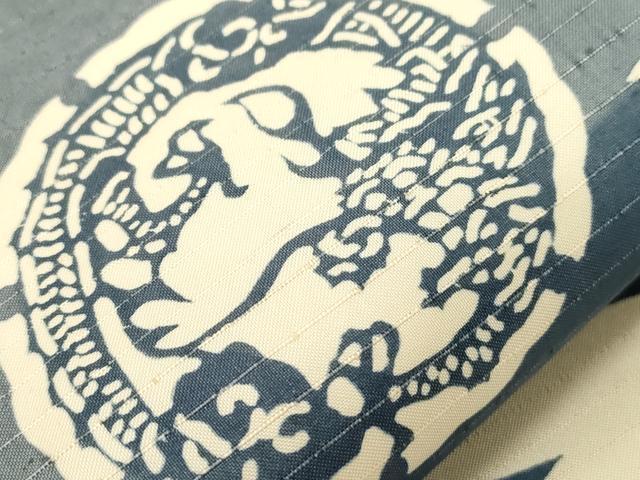 平和屋着物●全通柄袋帯　花絲芭蕉大島　藍　型染め　草花丸文　正絹　逸品　未使用　CABD4374dy