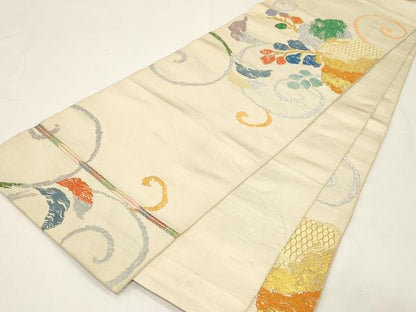 平和屋着物●龍村平蔵製　六通柄　本袋帯　桃山桐　銀糸　正絹　逸品　CABD4380dy