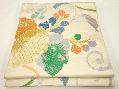 平和屋着物●龍村平蔵製　六通柄　本袋帯　桃山桐　銀糸　正絹　逸品　CABD4380dy