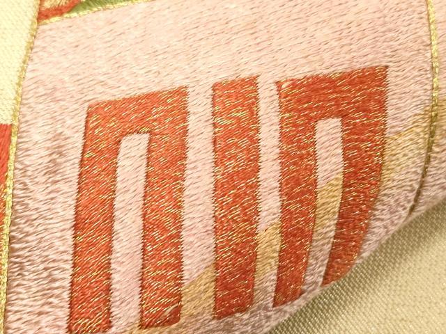 平和屋着物●アンティーク 大正ロマン 中国三大刺繍 相良刺繍 総刺繍 両面 丸帯 引き抜き帯 駒刺繍 文箱花文 金糸 正絹 逸品 CABD4384dy