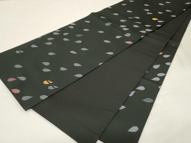 平和屋着物●世界的人形師　辻村寿三郎　ジュサブロー　六通柄袋帯　舞桜文　黒地　金糸　正絹　逸品　CABD4386dy