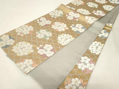 平和屋着物●山口美術織物　唐織の織匠　山口成三郎謹織　六通柄袋帯　松皮小桜文　金糸　正絹　逸品　未使用　CABD4387dy