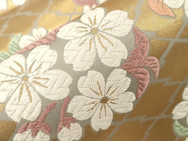 平和屋着物●山口美術織物　唐織の織匠　山口成三郎謹織　六通柄袋帯　松皮小桜文　金糸　正絹　逸品　未使用　CABD4387dy
