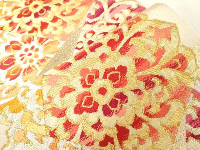 平和屋着物●西陣　川島織物　六通柄　本袋帯　切嵌花文　金銀糸　松坂屋扱い　正絹　逸品　CABD4390dy