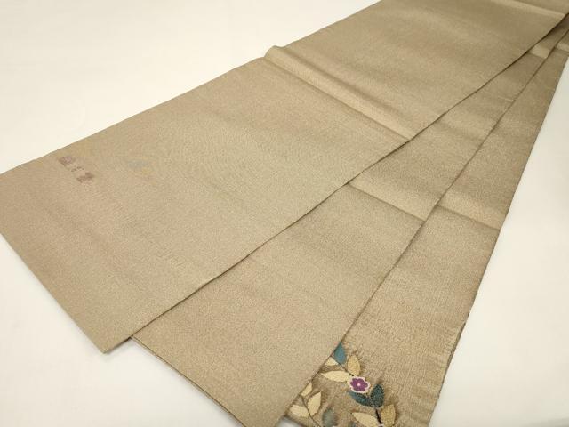 平和屋着物●京の名門　じゅらく謹製　帝王紫　太鼓柄袋帯　紬地　すくい織　花鳥文　金銀糸　正絹　逸品　CABD4397dy
