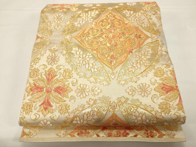 平和屋着物●西陣　川島織物　六通柄　本袋帯　草花丸文　金糸　正絹　逸品　CABD4399dy