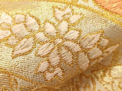 平和屋着物●西陣　川島織物　六通柄　本袋帯　草花丸文　金糸　正絹　逸品　CABD4399dy