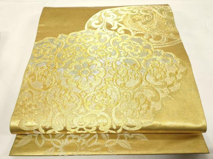 平和屋着物●西陣　川島織物　六通柄　本袋帯　花鳥文　金銀糸　引箔　正絹　逸品　CABD4400dy