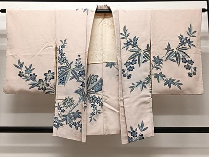 平和屋着物∞羽織　型染め　草花文　金彩　正絹　逸品　CABD4403ua