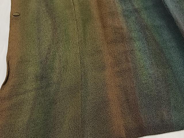 平和屋着物∞染色家 岩浅公展　道行コート　縞　鬼しぼ縮緬　小田急百貨店扱い　ロング丈　正絹　逸品　CABD4408ua