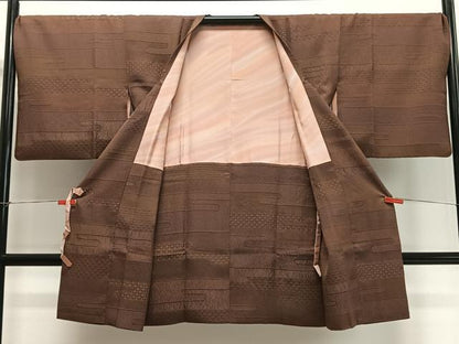 平和屋着物∞道行コート　ふくれ織　エ霞吉祥文　ロング丈　正絹　逸品　CABD4413ua