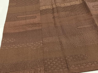 平和屋着物∞道行コート　ふくれ織　エ霞吉祥文　ロング丈　正絹　逸品　CABD4413ua