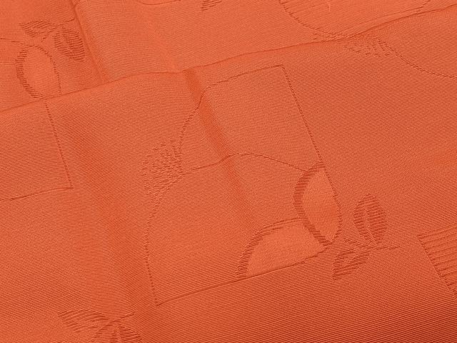 平和屋着物∞道行コート　舞花地紋　紅緋色　ロング丈　正絹　逸品　CABD4415ua