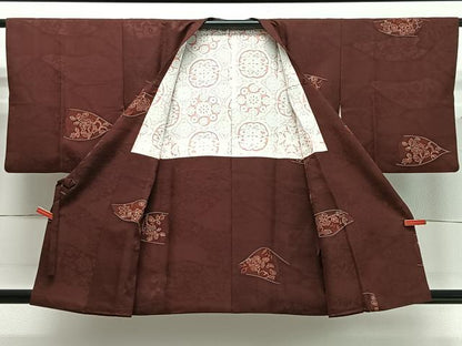 平和屋着物∞道行コート　地紋起こし　花唐草文　正絹　逸品　CABD4416ua