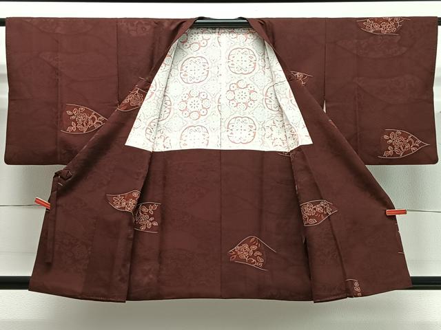 平和屋着物∞道行コート　地紋起こし　花唐草文　正絹　逸品　CABD4416ua