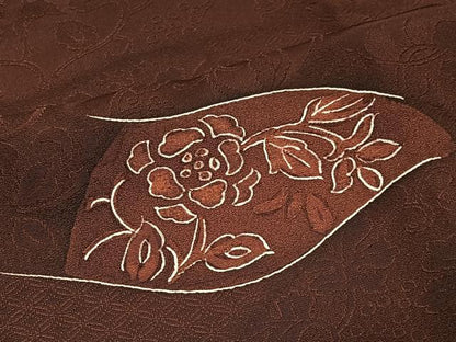 平和屋着物∞道行コート　地紋起こし　花唐草文　正絹　逸品　CABD4416ua