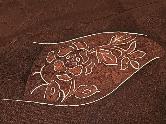 平和屋着物∞道行コート　地紋起こし　花唐草文　正絹　逸品　CABD4416ua