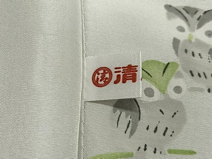 平和屋着物∞道行コート　舞葉地紋　利休白茶色　正絹　逸品　未使用　CABD4419ua