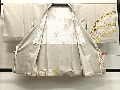 平和屋着物∞道行コート　絞り　籬草花文　金彩　正絹　逸品　CABD4423ua