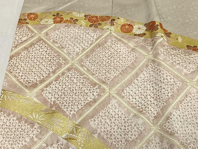 平和屋着物∞道行コート　絞り　籬草花文　金彩　正絹　逸品　CABD4423ua