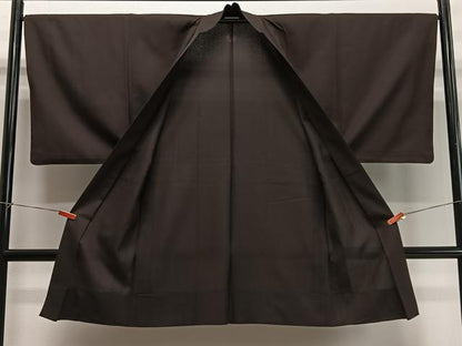 平和屋着物∞男性　長羽織　お召地　赤墨色　正絹　逸品　CABD4425ua