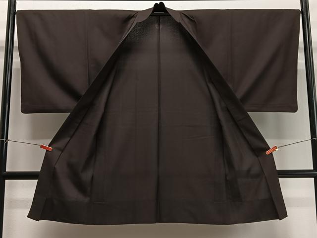 平和屋着物∞男性　長羽織　お召地　赤墨色　正絹　逸品　CABD4425ua