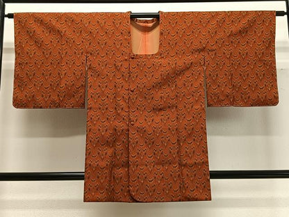 平和屋着物∞男性　道行コート　お召地　正倉院宝物織　太子間道　反端付き　正絹　逸品　未使用　CABD4428ua