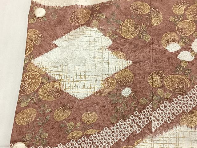 平和屋着物∞道行コート　刺繍　絞り　松皮菱花文　金彩　正絹　逸品　CABD4431ua