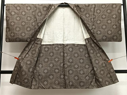 平和屋着物∞長羽織　本場大島紬　割り込み絣　七宝文　正絹　逸品　CABD4435ua