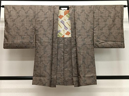 平和屋着物∞羽織　本場大島紬　割り込み絣　草花文　羽織紐付き　正絹　逸品　CABD4436ua