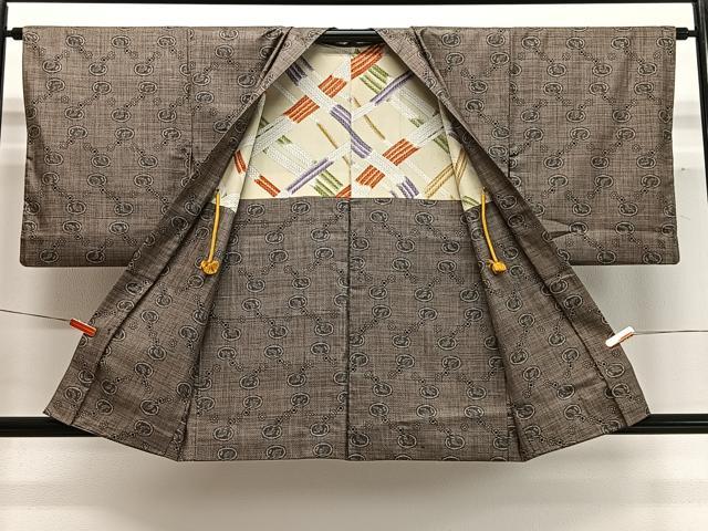 平和屋着物∞羽織　本場大島紬　割り込み絣　草花文　羽織紐付き　正絹　逸品　CABD4436ua