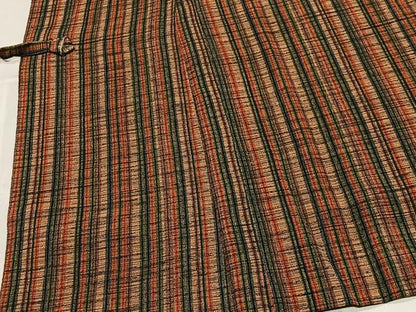 平和屋着物＃道中着　縞　正絹　逸品　CABD4437ua
