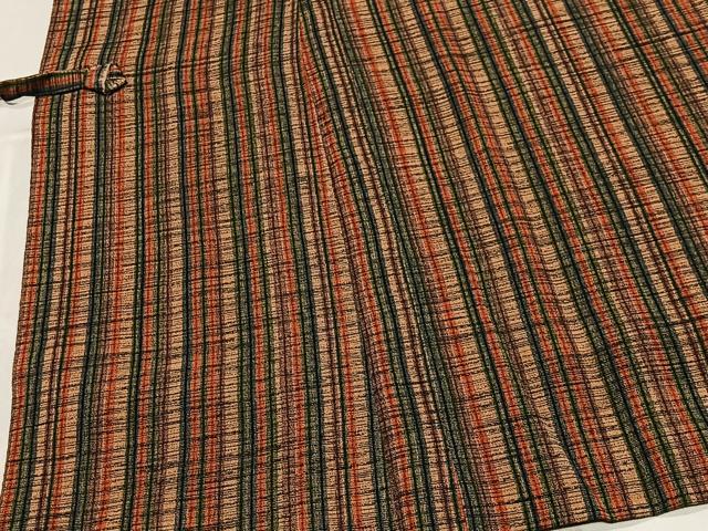 平和屋着物＃道中着　縞　正絹　逸品　CABD4437ua