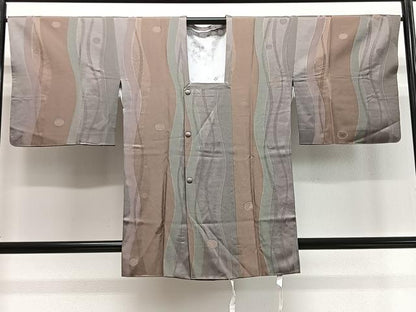 平和屋着物＃道行コート　地紋起こし　立涌丸文　正絹　逸品　CABD4439ua
