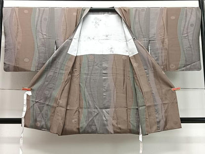 平和屋着物＃道行コート　地紋起こし　立涌丸文　正絹　逸品　CABD4439ua