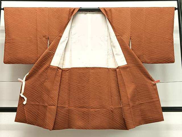 平和屋着物＃道行コート 斜線文 ロング丈 正絹 逸品 CABD4440ua