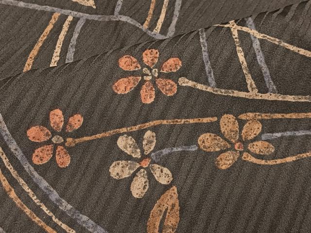 平和屋着物＃道行コート ろうけつ染め 枝花文 正絹 逸品 CABD4441ua