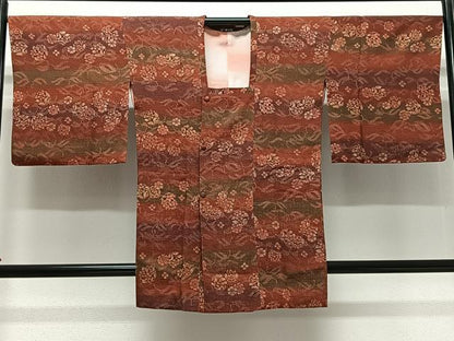 平和屋着物＃道行コート ふくれ織 草花文 金彩 鈴乃屋扱い 正絹 逸品 CABD4447ua