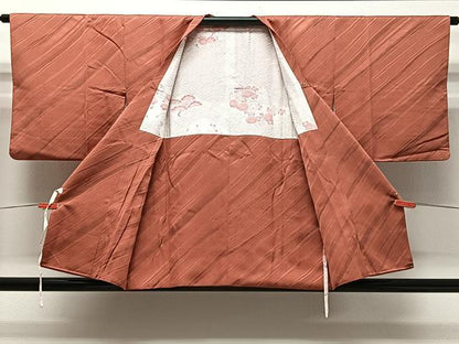 平和屋着物＃道行コート 地紋起こし 斜線文 正絹 逸品 CABD4449ua