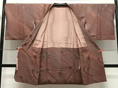 平和屋着物＃道行コート 地紋起こし 流水花文 ロング丈 正絹 逸品 CABD4451ua