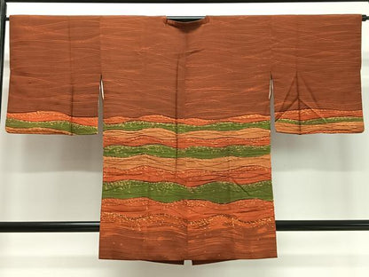 平和屋着物＃道行コート　ろうけつ染め　霞文　正絹　逸品　CABD4454ua