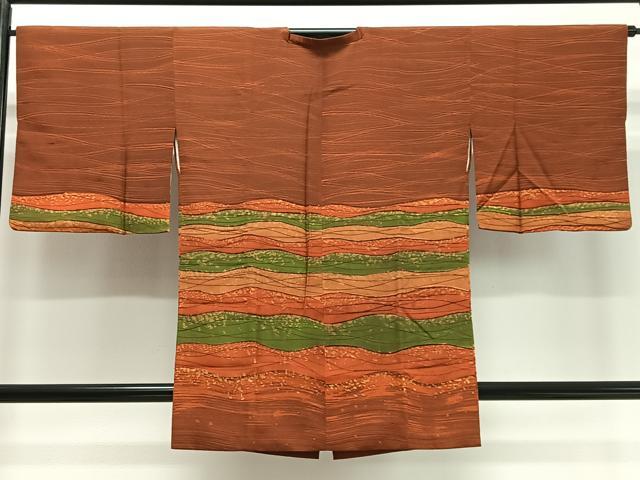 平和屋着物＃道行コート　ろうけつ染め　霞文　正絹　逸品　CABD4454ua