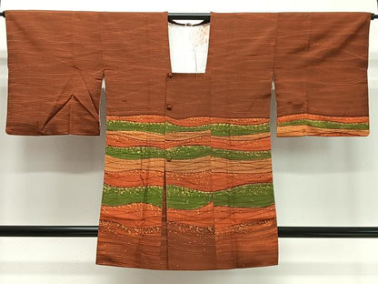 平和屋着物＃道行コート　ろうけつ染め　霞文　正絹　逸品　CABD4454ua